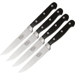Hen & Rooster I008 Four Piece Steak Knife Set With Black Bakelite Handle