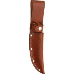 Sheath 1133 Straight Knife With Brown Basketweave Leather Construction