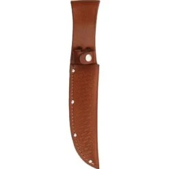 Sheath 1135 Straight Knife With Brown Basketweave Leather Construction