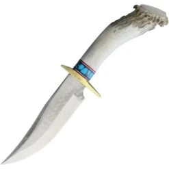 Ken Richardson 1408T Ken Richardson Knives Bowie And Turquoise Inlay With Elk Antler Handle